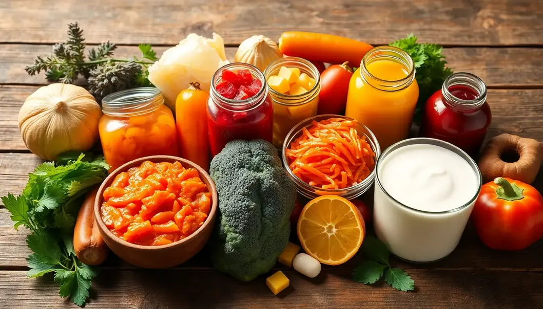 A colorful array of fermented foods highlighting their nutritional value.